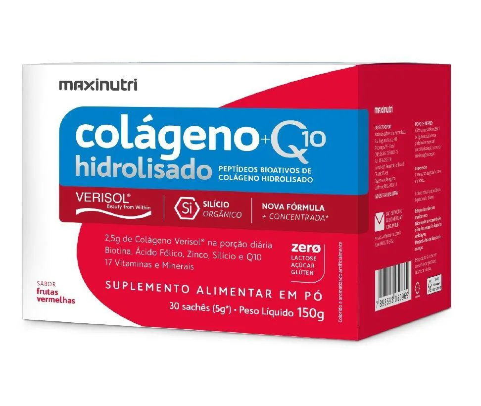 COLáGENO HIDROLISADO 2 EM 1 VERISOL + Q10 (30 SACHêS DE 5G) - SABOR: FRUTAS VERMELHAS