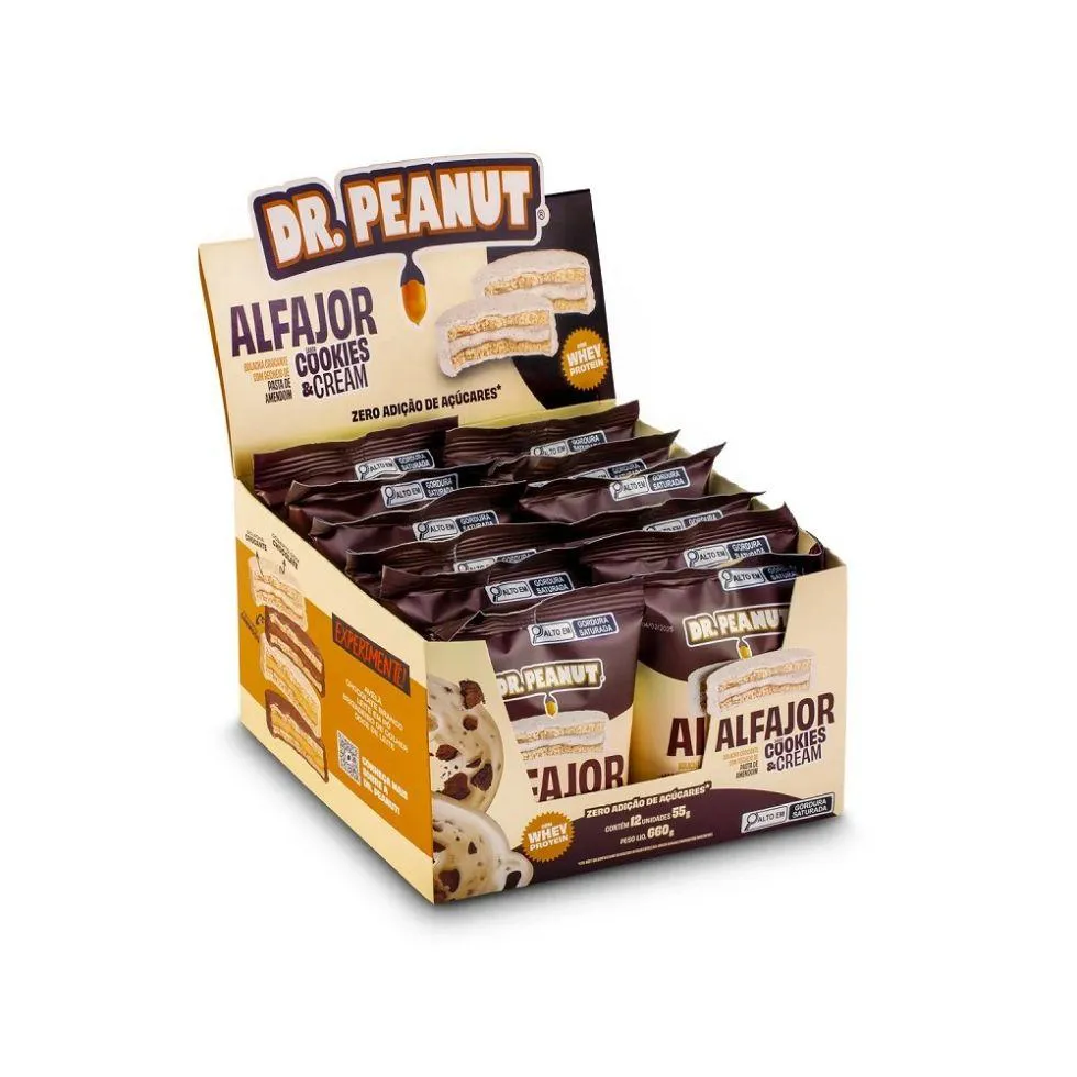 ALFAJOR DR. PEANUT (DISPLAY 12 UNID. 55G) - SABOR: COOKIES E CREAM
