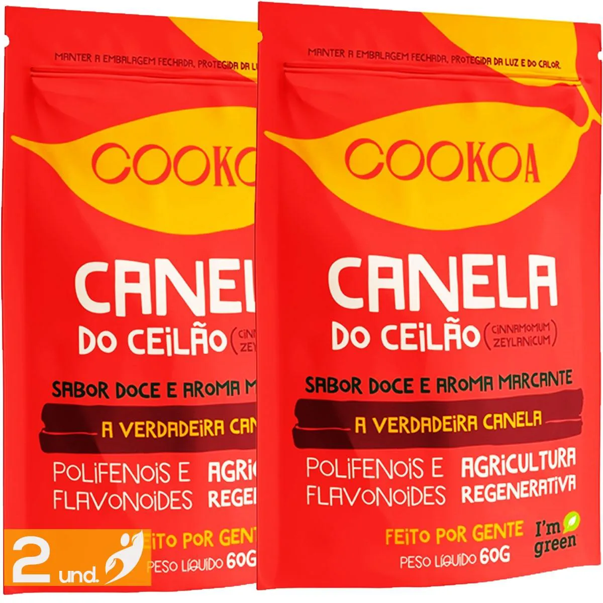 KIT 2 CANELA DO CEILãO EM Pó COOKOA CINNAMOMUM ZEYLANICUM 60G