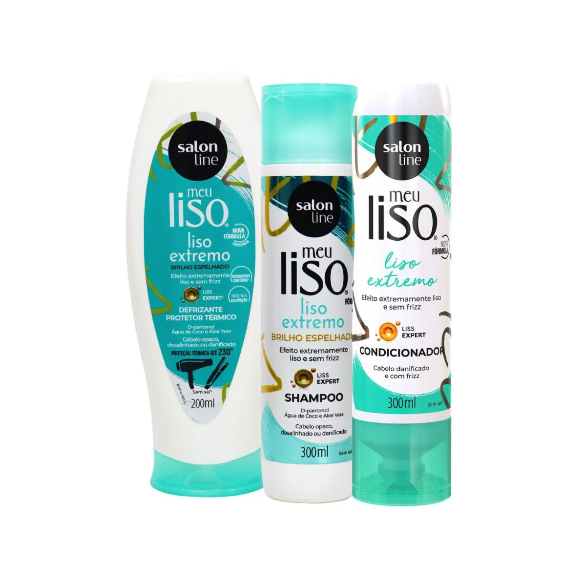 KIT SHAMPOO CONDICIONADOR DEFRIZANTE MEU LISO SALON LINE