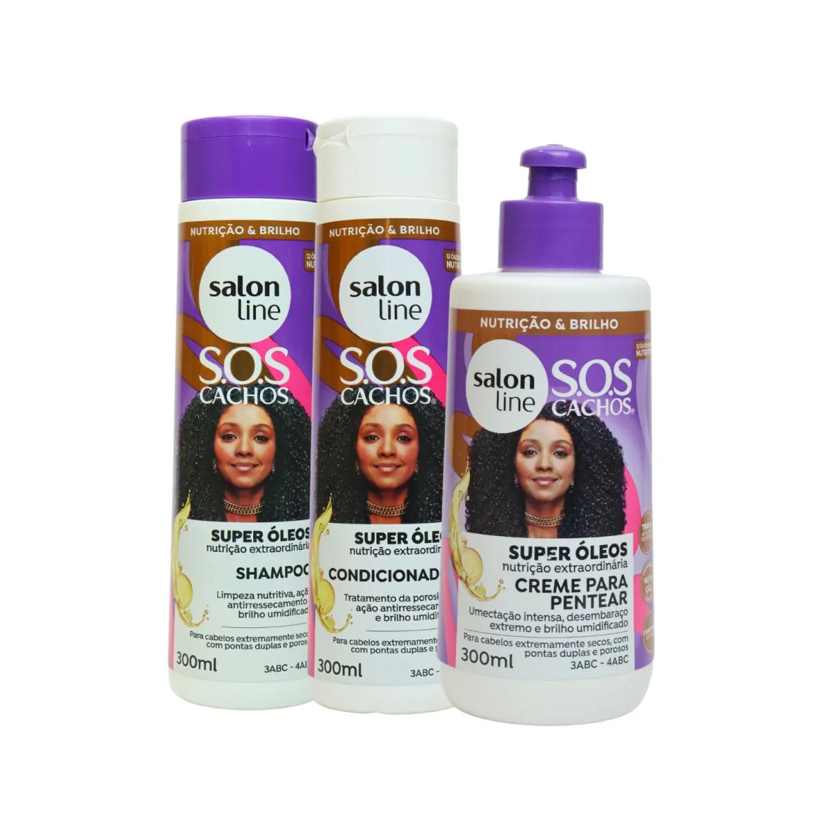 KIT SHAMPOO CONDICIONADOR CREME SUPER ÓLEO CACHOS SALON LINE