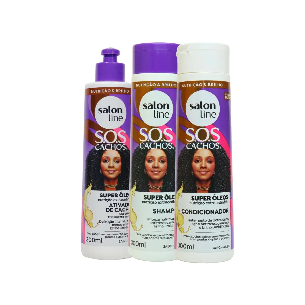 KIT SHAMPOO CONDICIONADOR ATIVADOR ÓLEOS CACHOS SALON LINE