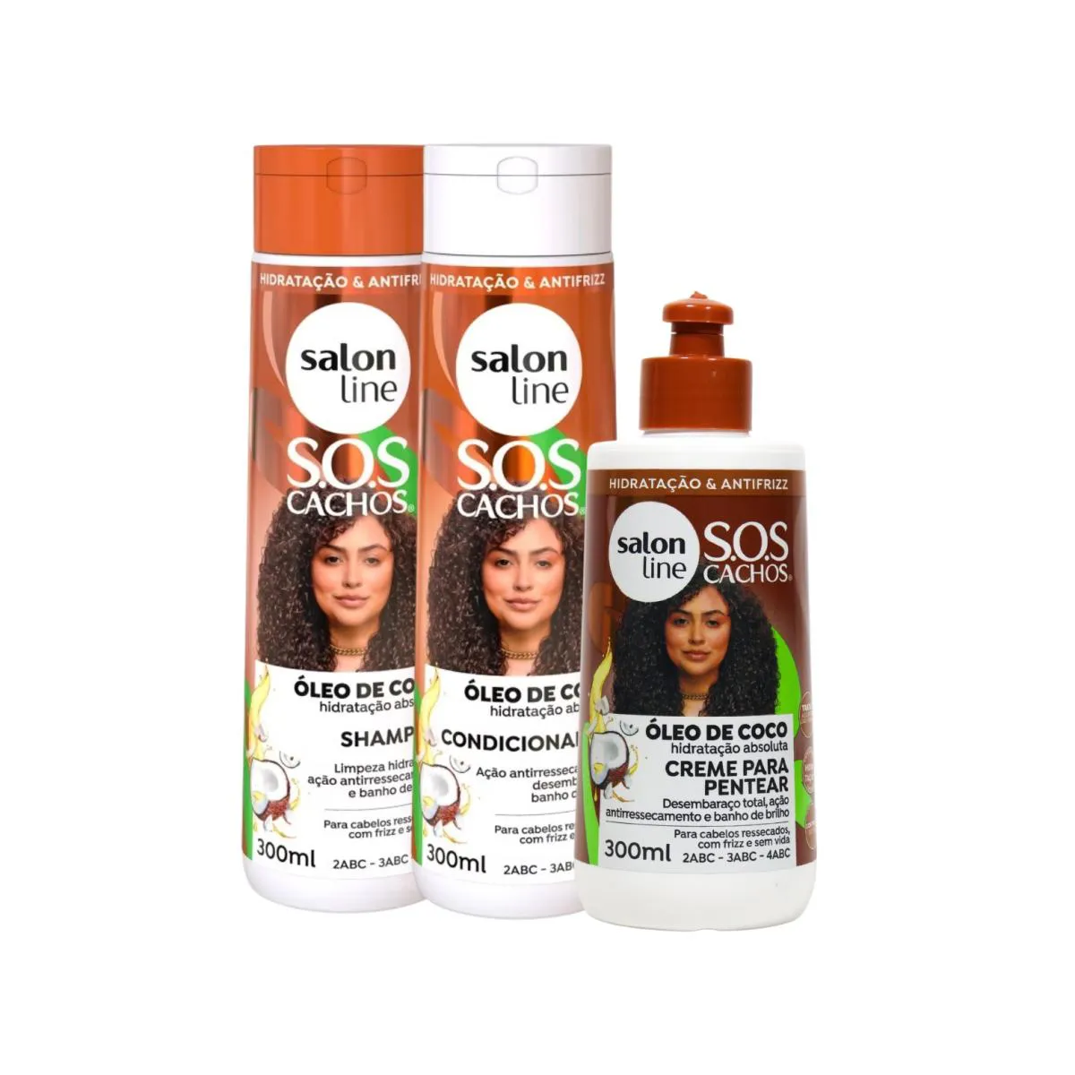 KIT SHAMPOO CONDICIONADOR CREME SOS COCO CACHOS SALON LINE
