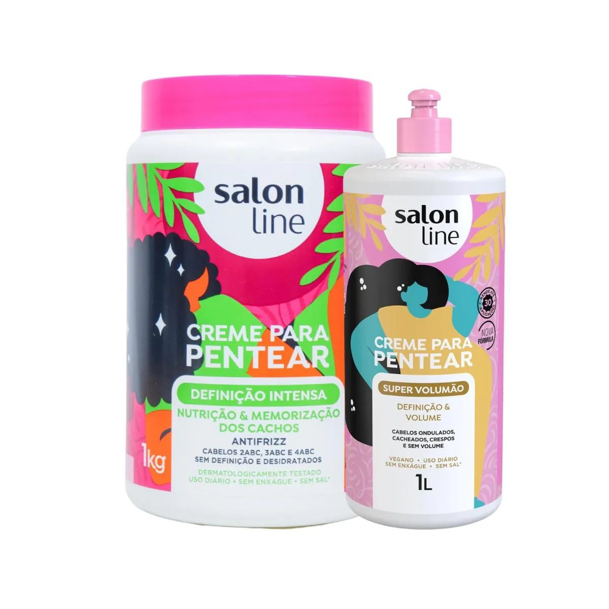 KIT 2 CREMES PENTEAR VOLUMãO DEFINIçãO INTENSA SALON LINE