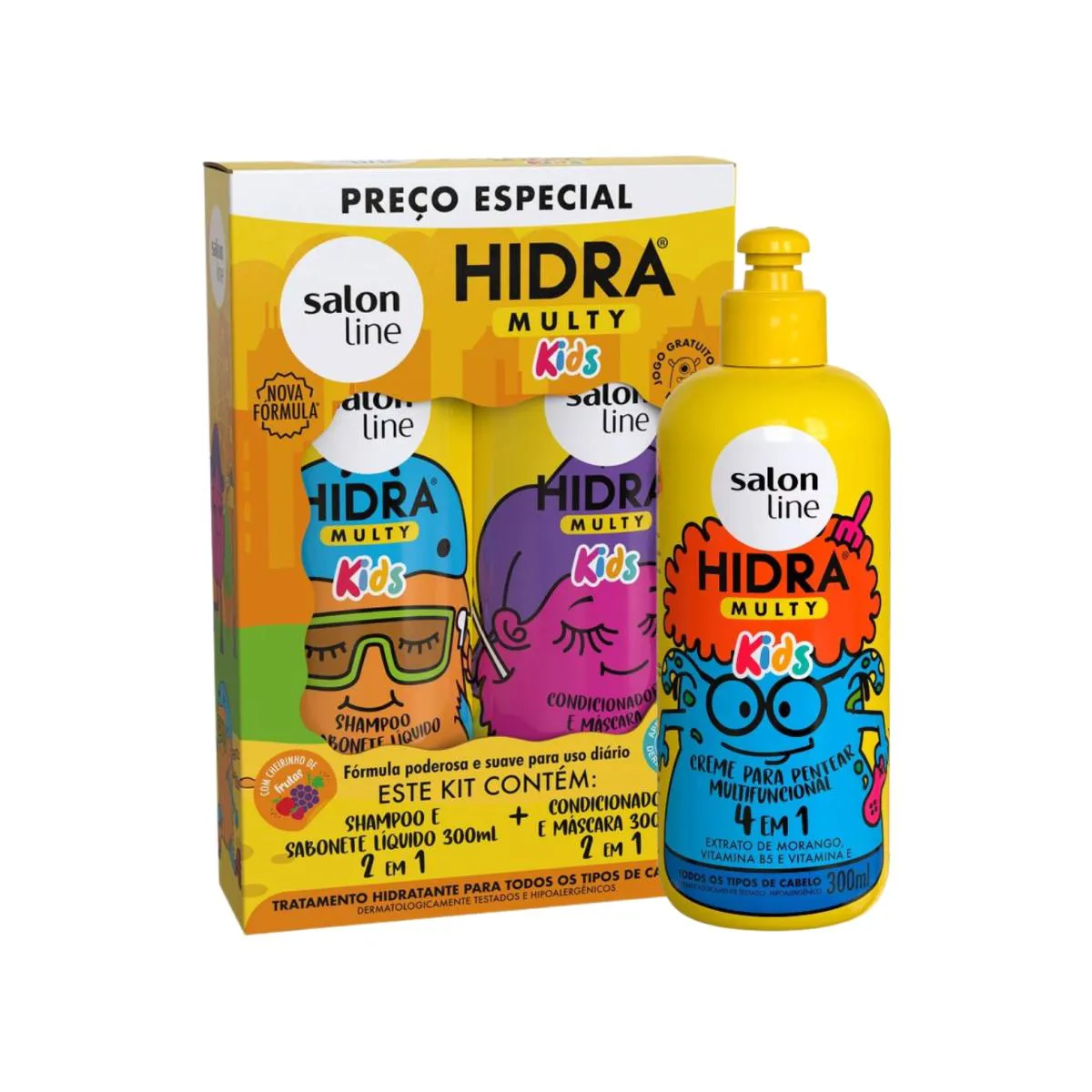 KIT SHAMPOO CONDICIONADOR CREME NUTRE HIDRA KIDS SALON LINE