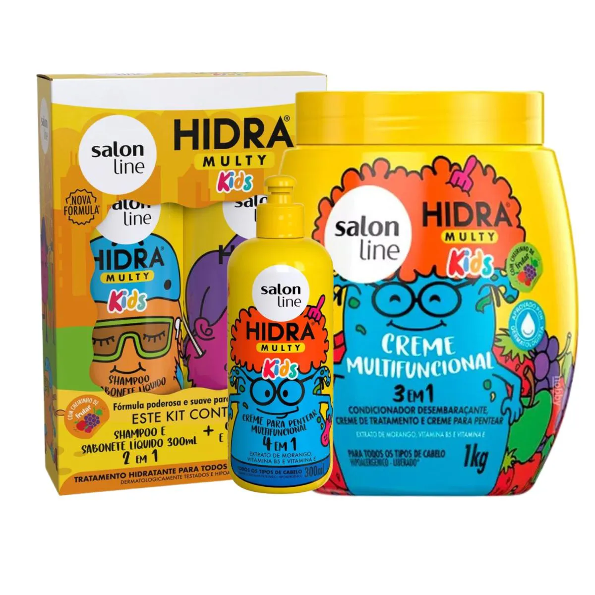 KIT SHAMPOO CONDICIONADOR E CREME PENTEAR HIDRA SALON LINE