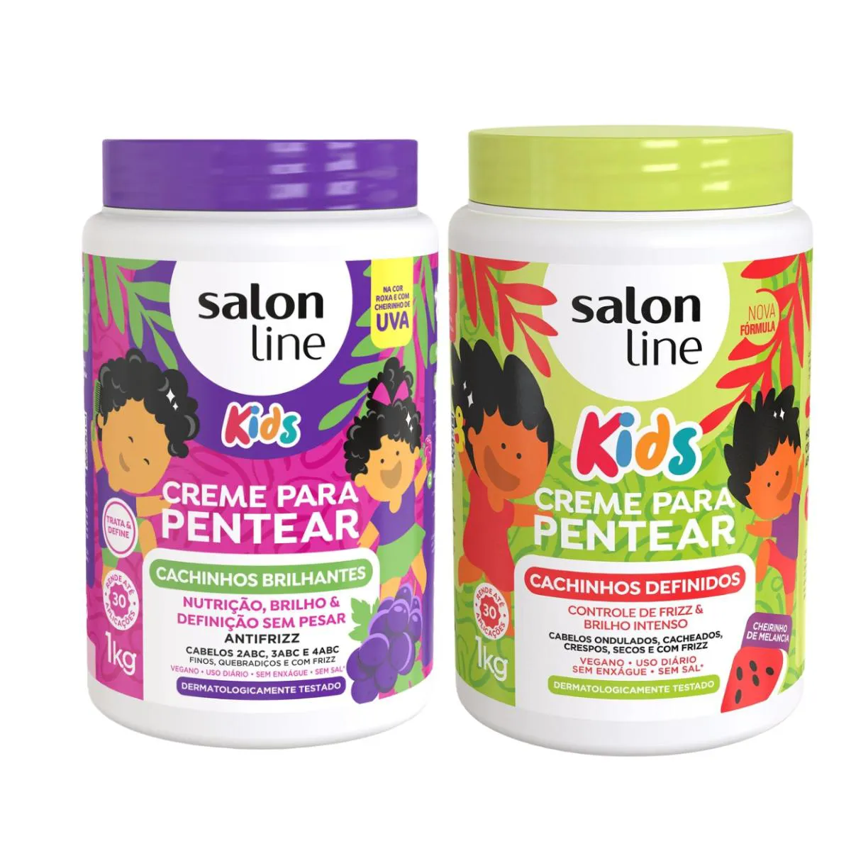 KIT 2 CREME PENTEAR KIDS CACHINHOS DEFINIDOS UVA SALON LINE