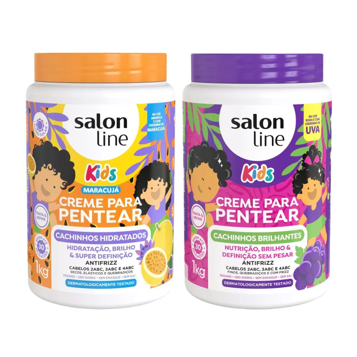 KIT 2 CREME DE PENTEAR CACHOS UVA MARACUJá KIDS SALON LINE