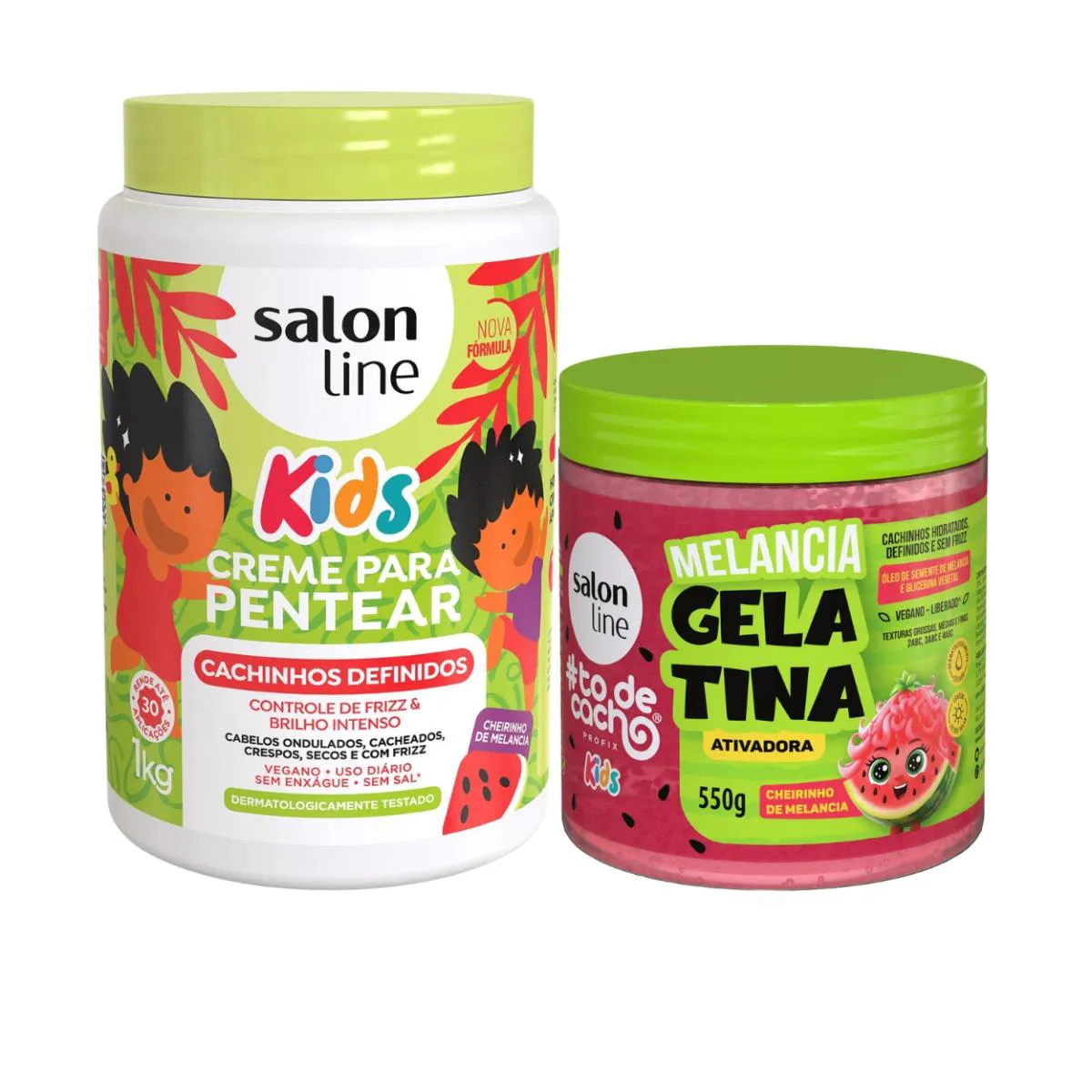 KIT CREME GELATINA CACHOS DEFINIDO KIDS MELANCIA SALON LINE