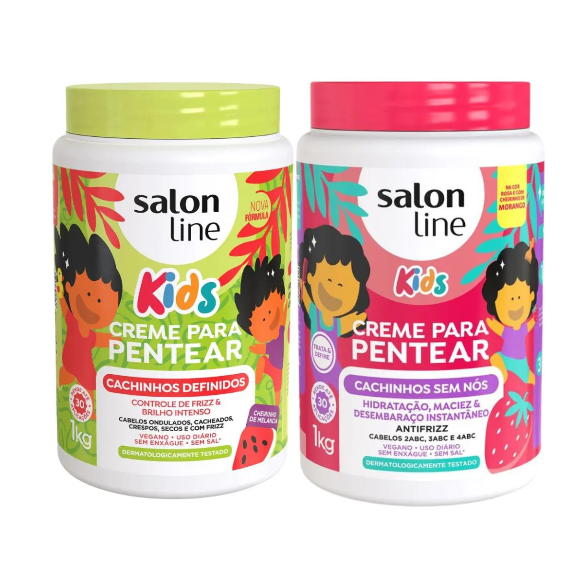 KIT 2 CREME PENTEAR CACHOS DEFINIçãO KIDS MORANGO SALON LINE