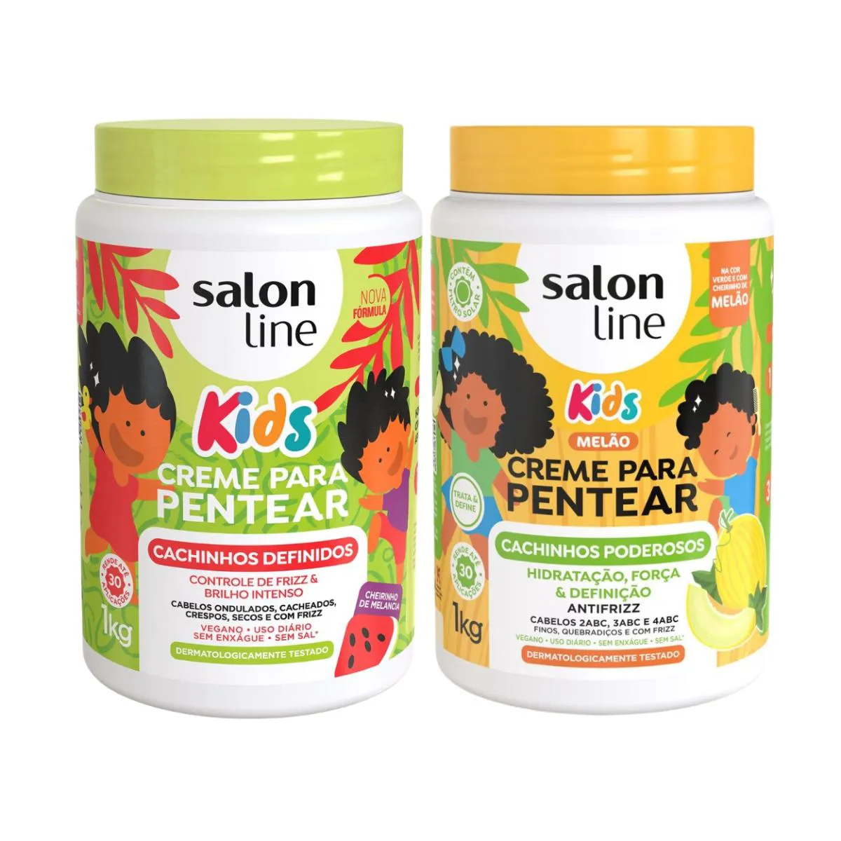 KIT 2 CREME PENTEAR CACHOS KIDS DEFINIçãO MELãO SALON LINE