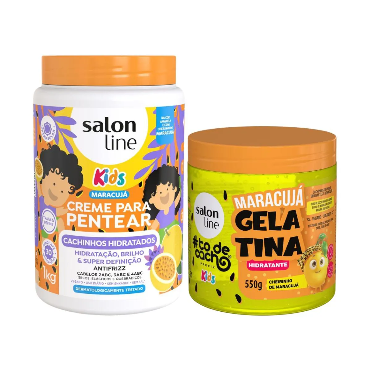 KIT CREME PENTEAR E GELATINA CACHOS KIDS MARACUJá SALON LINE