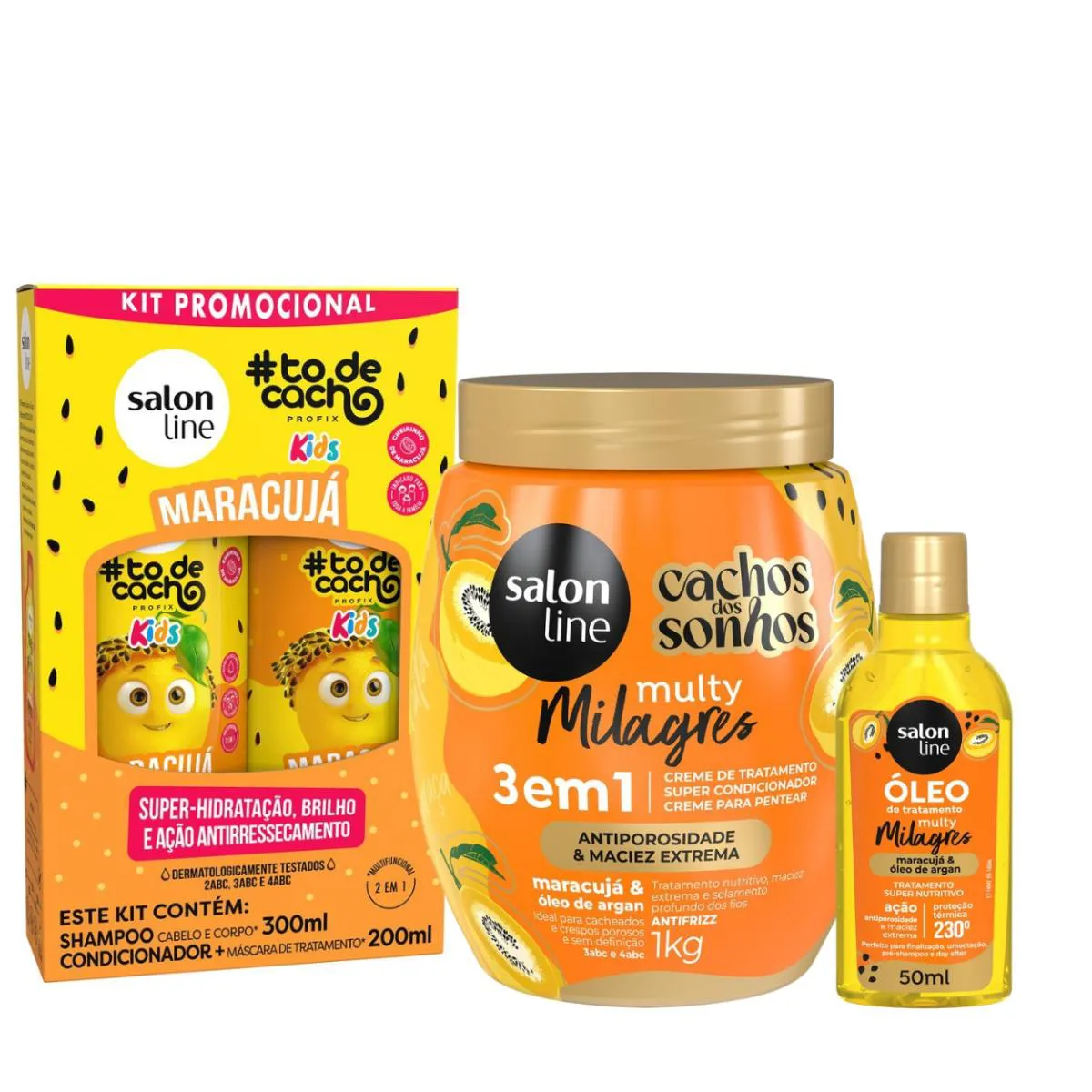 KIT TRATAMENTO CAPILAR HIDRATAçãO KIDS MARACUJá SALON LINE