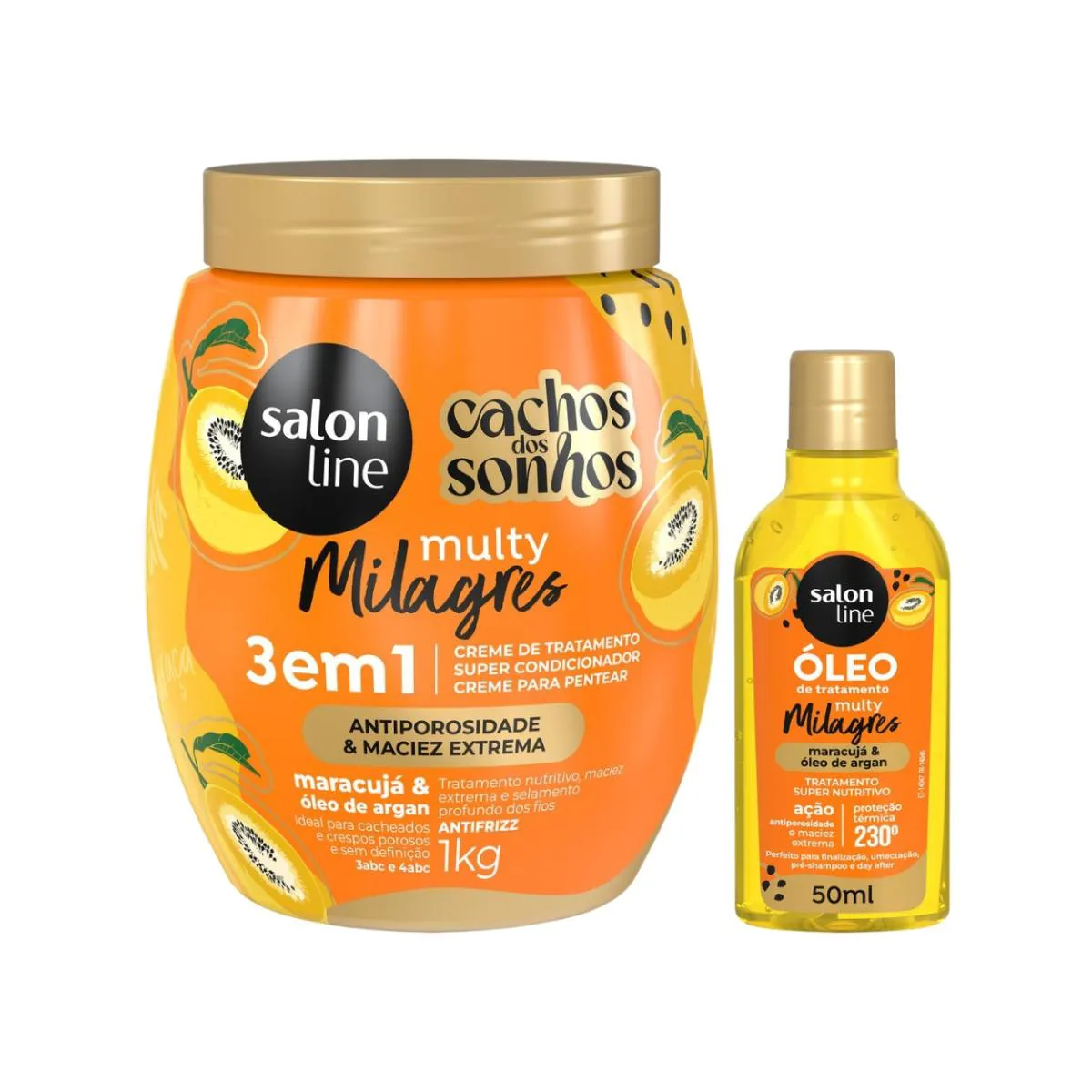 KIT CREME E ÓLEO TRATAMENTO CAPILAR MARACUJá SALON LINE