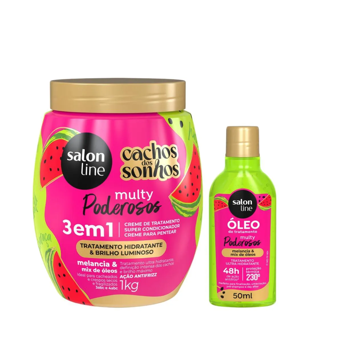 KIT CREME E ÓLEO TRATAMENTO ANTIFRIZZ MELANCIA SALON LINE