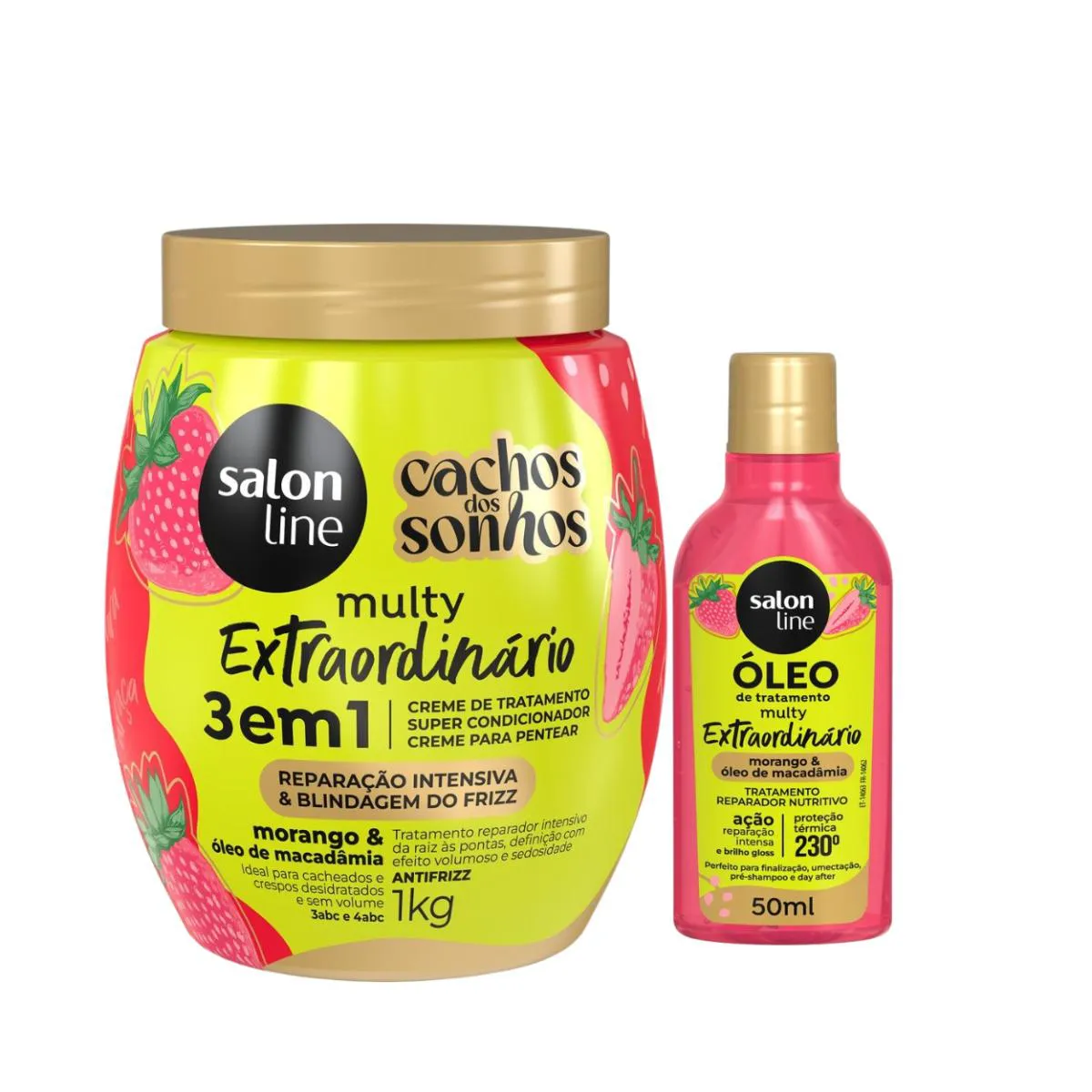 KIT ÓLEO E CREME TRATAMENTO MORANGO NUTRE REPARA SALON LINE
