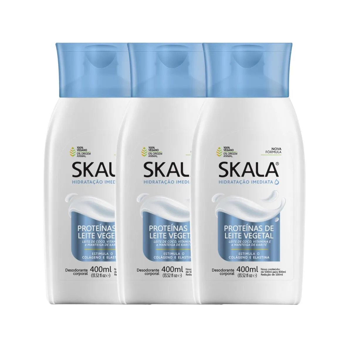 KIT 3 LOçãO CREME HIDRATANTE CORPORAL PROTEíNA LEITE SKALA