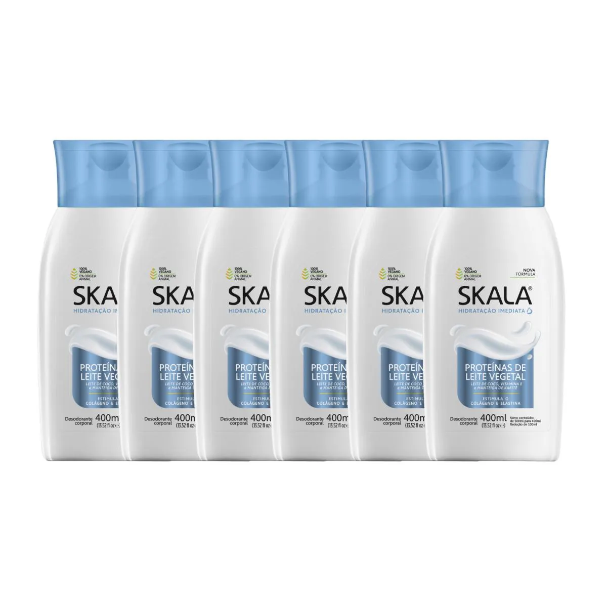 KIT 6 LOçãO CREME HIDRATANTE CORPORAL PROTEíNA LEITE SKALA