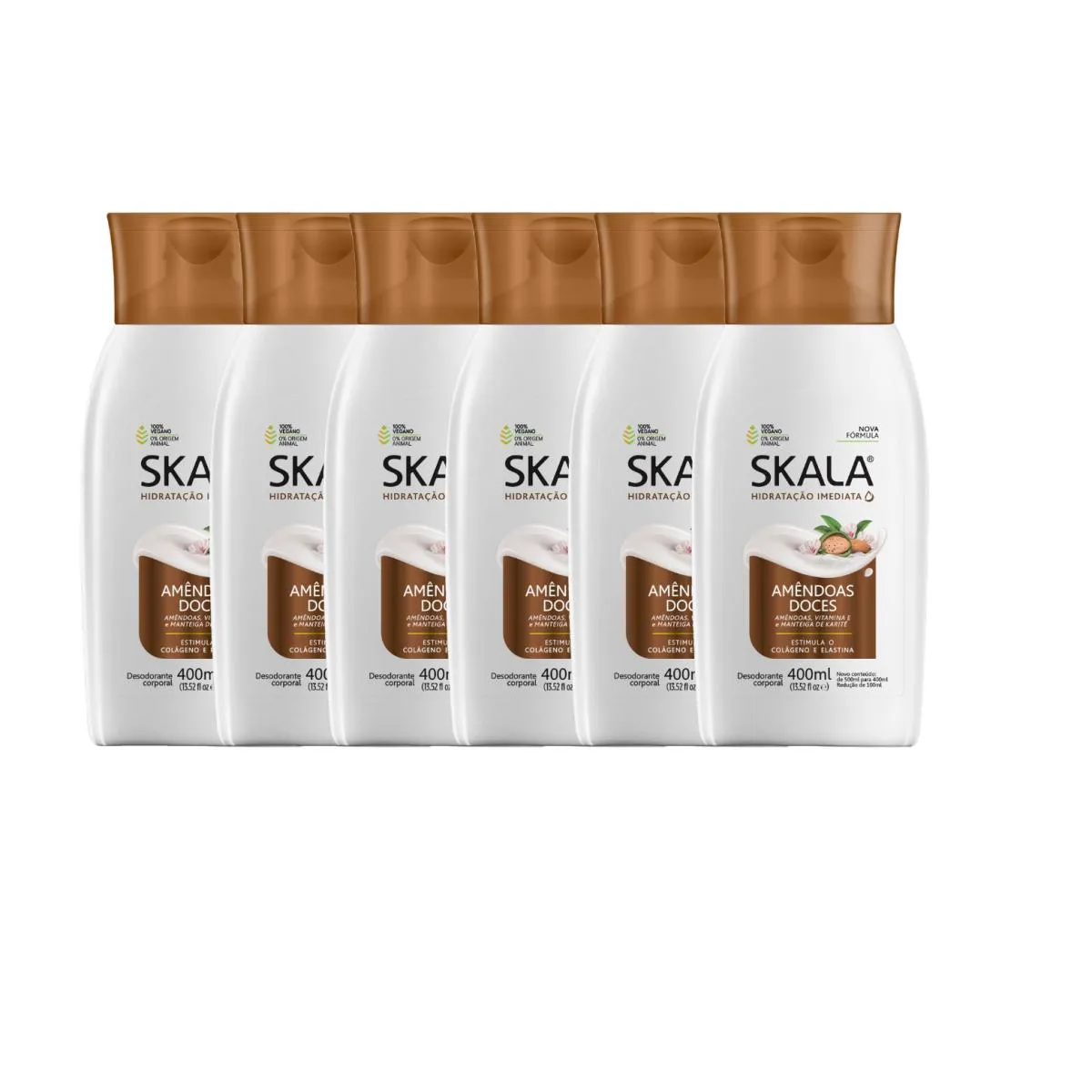 KIT 6 LOçãO CREME HIDRATANTE CORPORAL AMêNDOAS DOCES SKALA