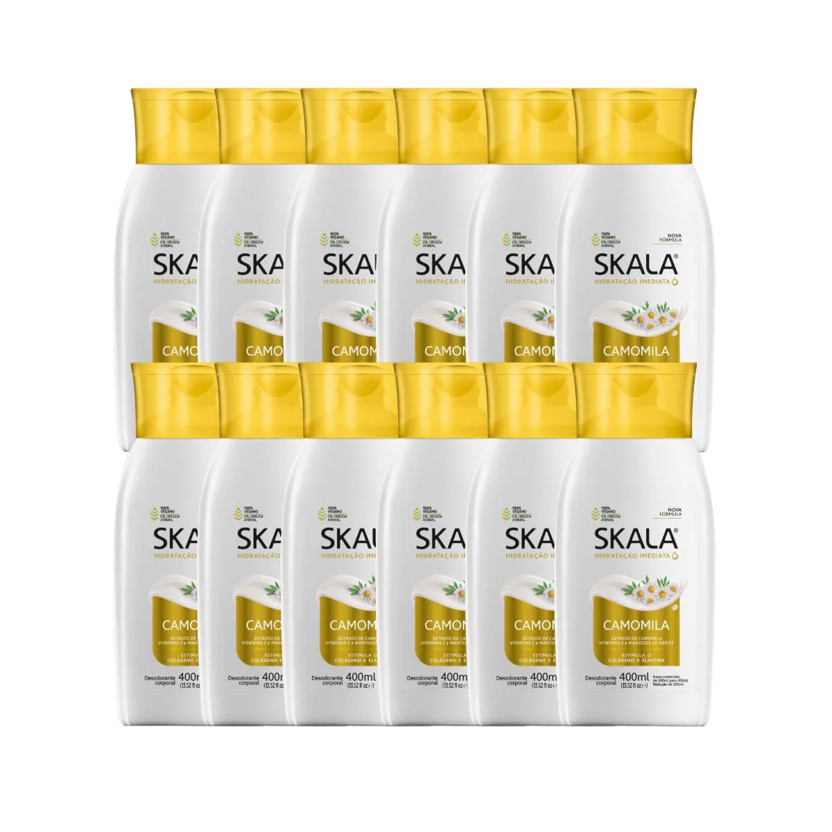 KIT 12 LOçãO CREME HIDRATANTE CORPORAL CAMOMILA VEGANO SKALA