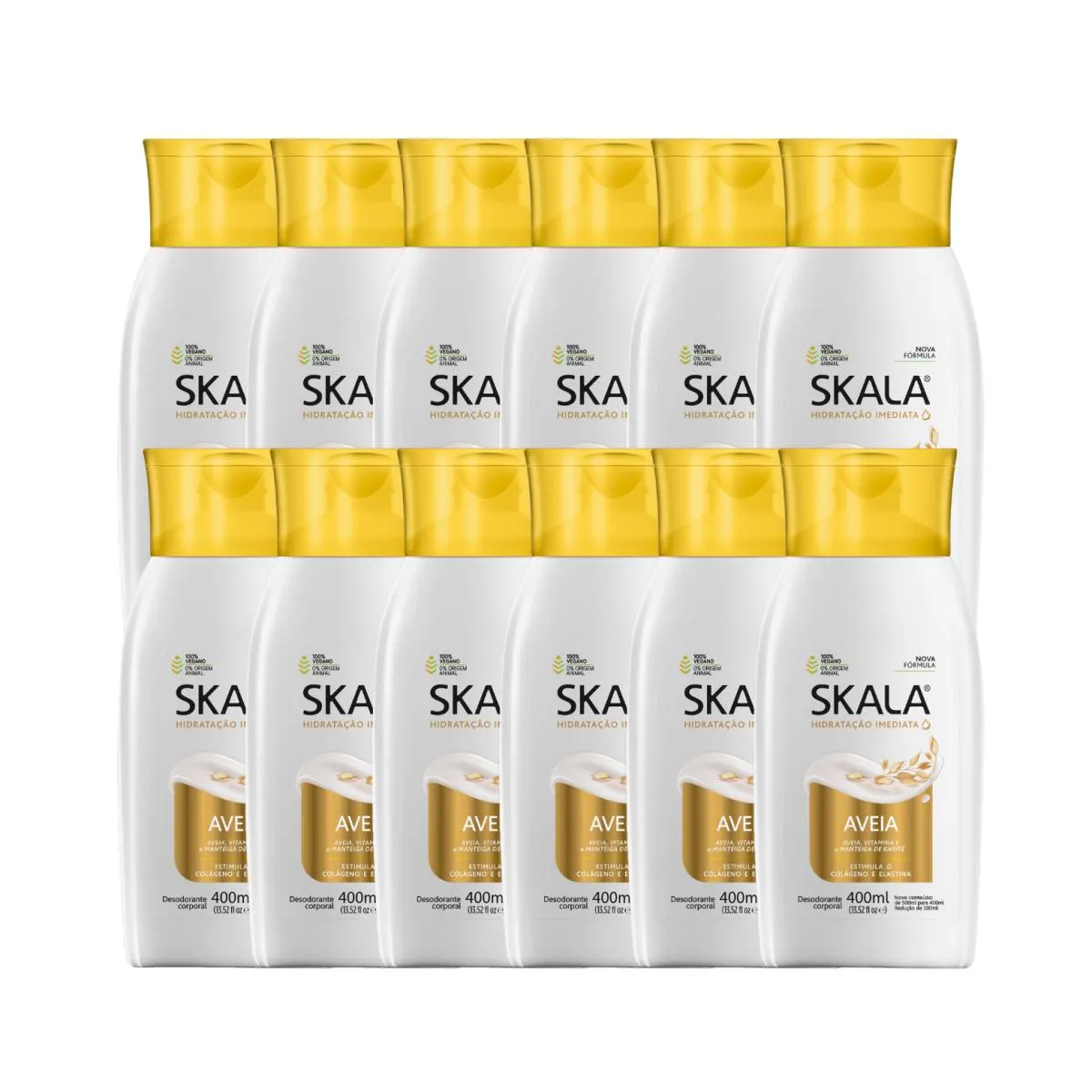 KIT 12 LOçãO CREME HIDRATANTE CORPORAL AVEIA VEGANO SKALA