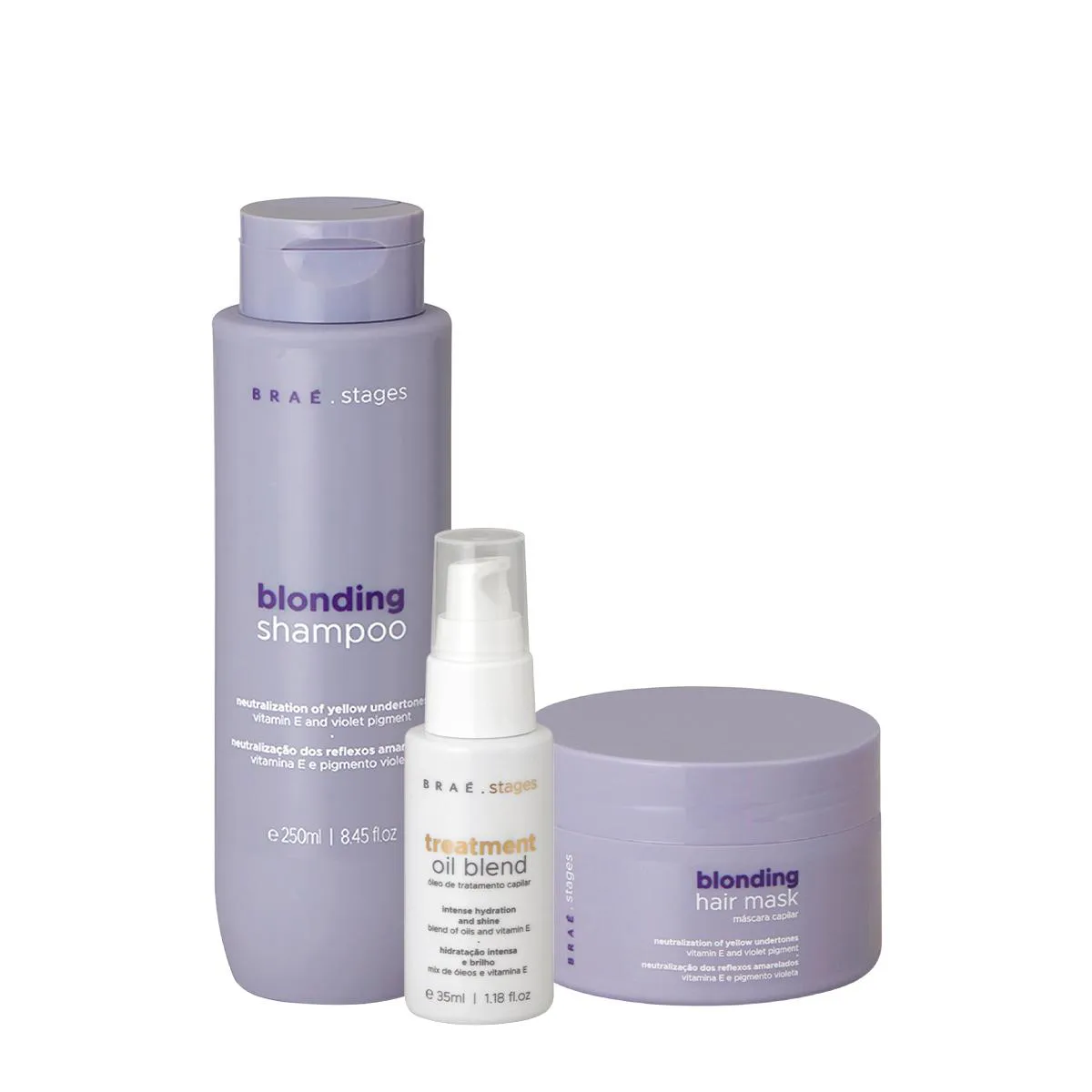KIT BRAé STAGES BLONDING SHAMPOO MáSCARA OIL (3 PRODUTOS)