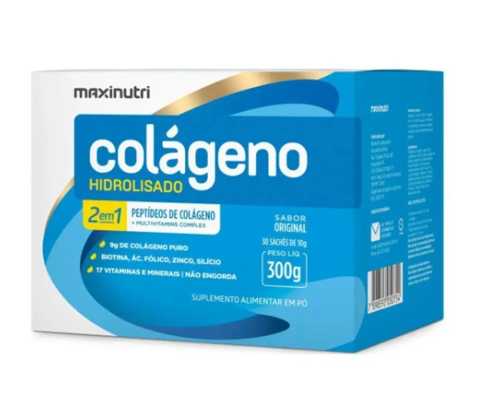 COLáGENO HIDROLISADO 2EM1 SABORES SORTIDOS MAXINUTRI 30SACHêS
