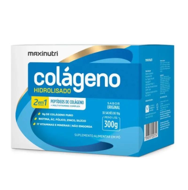 COLáGENO HIDROLISADO 2 EM 1 SABOR ORIGINAL MAXINUTRI 30 SACHêS