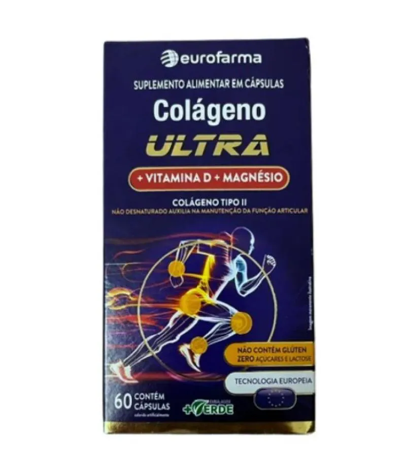 COLáGENO ULTRA TIPO II + VITAMINA D + MAGNéSIO EUROFARMA 60CPS