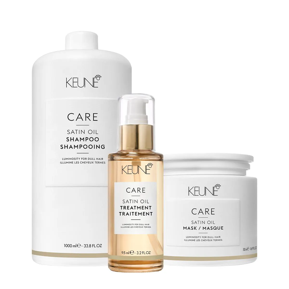KIT KEUNE CARE SATIN OIL SHAMPOO LITRO MáSCARA G E SATIN OIL (3 PRODUTOS)