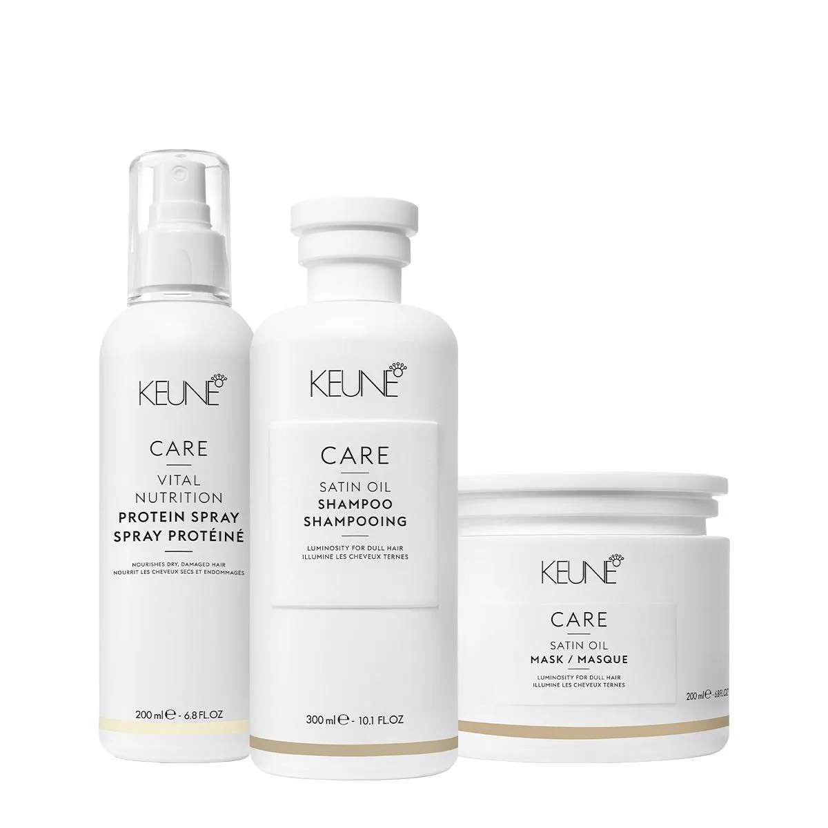 KIT KEUNE CARE SATIN OIL SHAMPOO MáSCARA E VITAL NUTRITION PROTEIN (3 PRODUTOS)