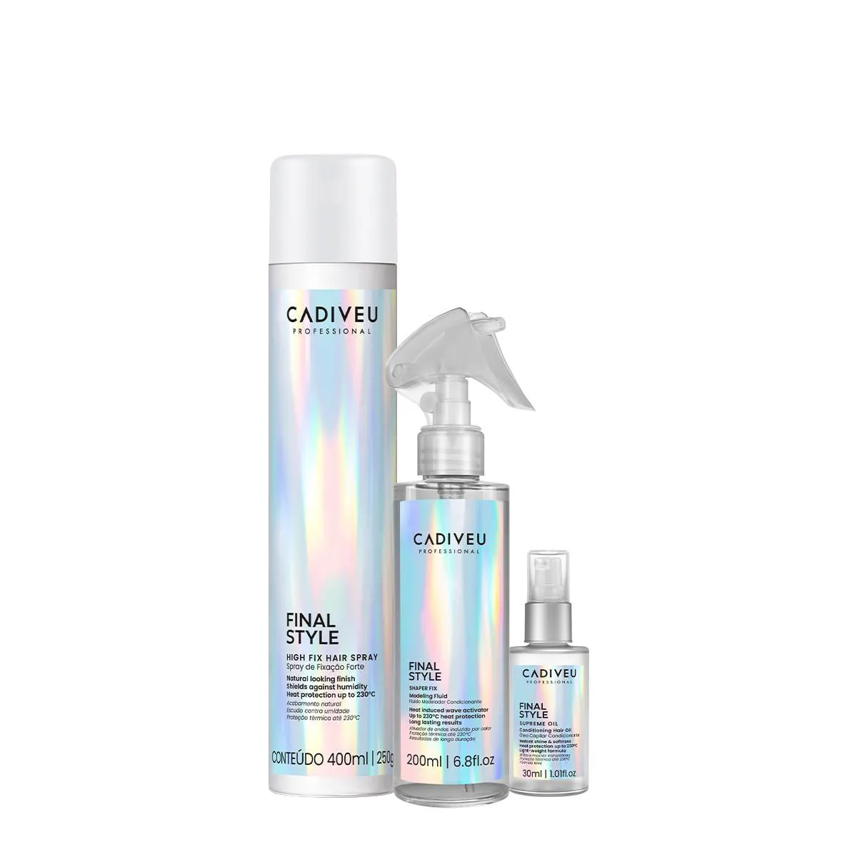 KIT CADIVEU PROFESSIONAL FINAL STYLE SUPREME ÓLEO FLUIDO E SPRAY FIXADOR (3 PRODUTOS)