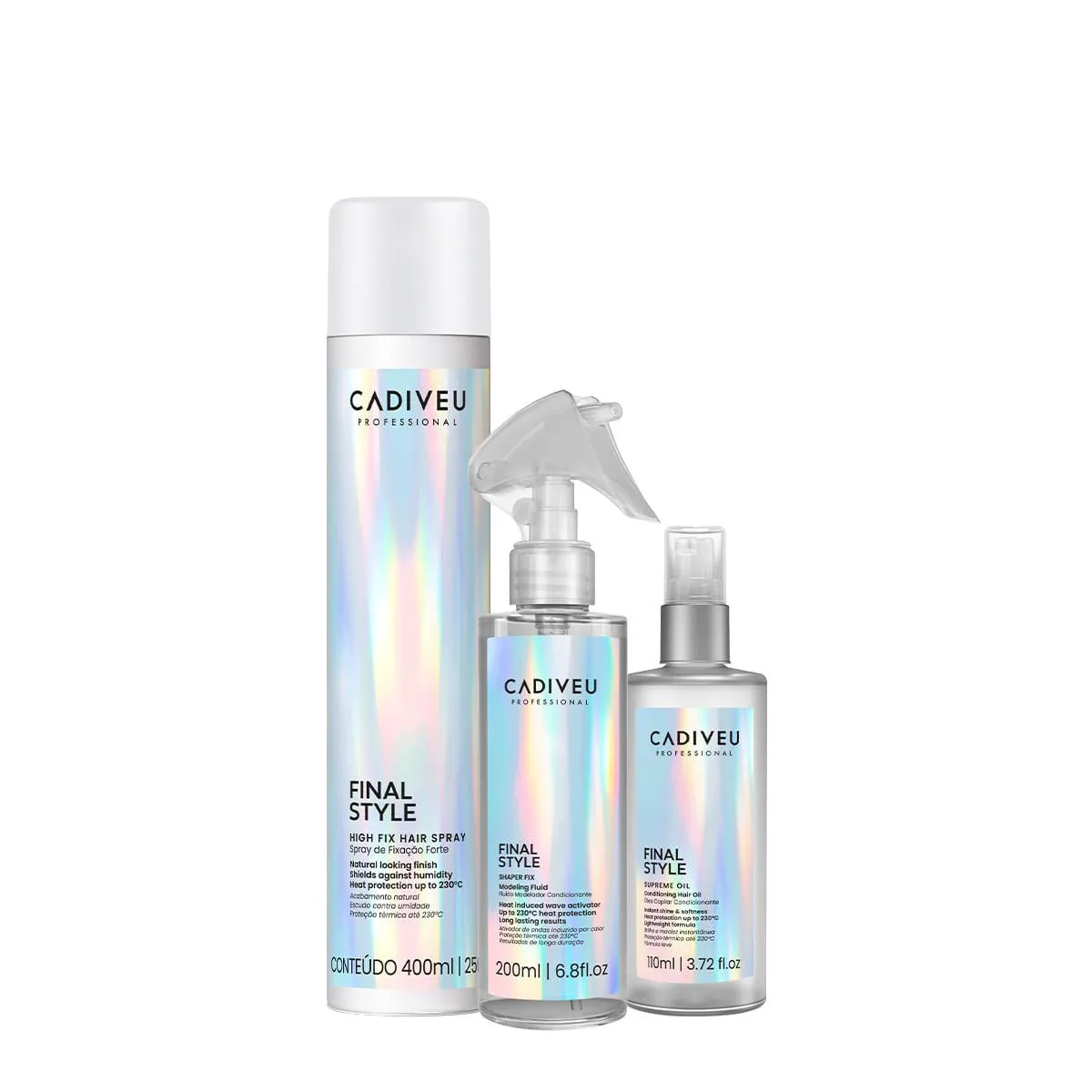 KIT CADIVEU PROFESSIONAL FINAL STYLE SUPREME ÓLEO G FLUIDO E SPRAY FIXADOR (3 PRODUTOS)
