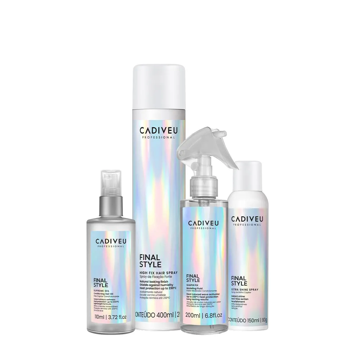 KIT CADIVEU PROFESSIONAL FINAL STYLE ÓLEO G FLUIDO FIXADOR E SPRAY BRILHO (4 PRODUTOS)