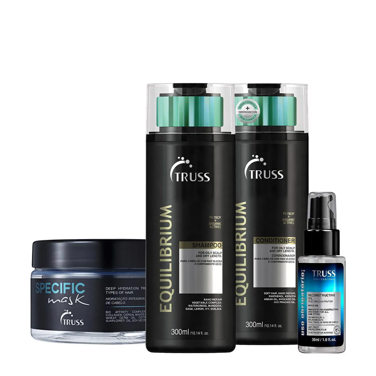 KIT TRUSS EQUILIBRIUM SPECIFIC USO OBRIGATóRIO HOME CARE ÓLEO (4 PRODUTOS)