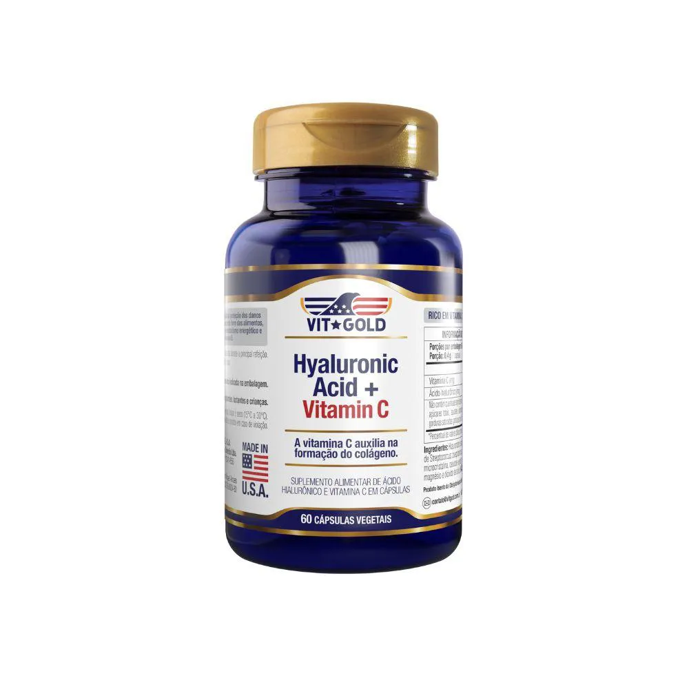 ÁCIDO HIALURôNICO COM VITAMINA C VITGOLD 60 CáPSULAS VEGETAIS