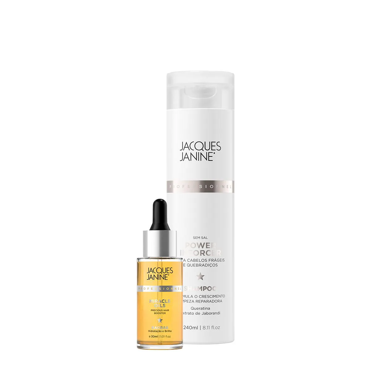 KIT JACQUES JANINE PROFESSIONNEL POWER INFORCER SHAMPOO E MIRACLE OILS BAOBAB (2 PRODUTOS)