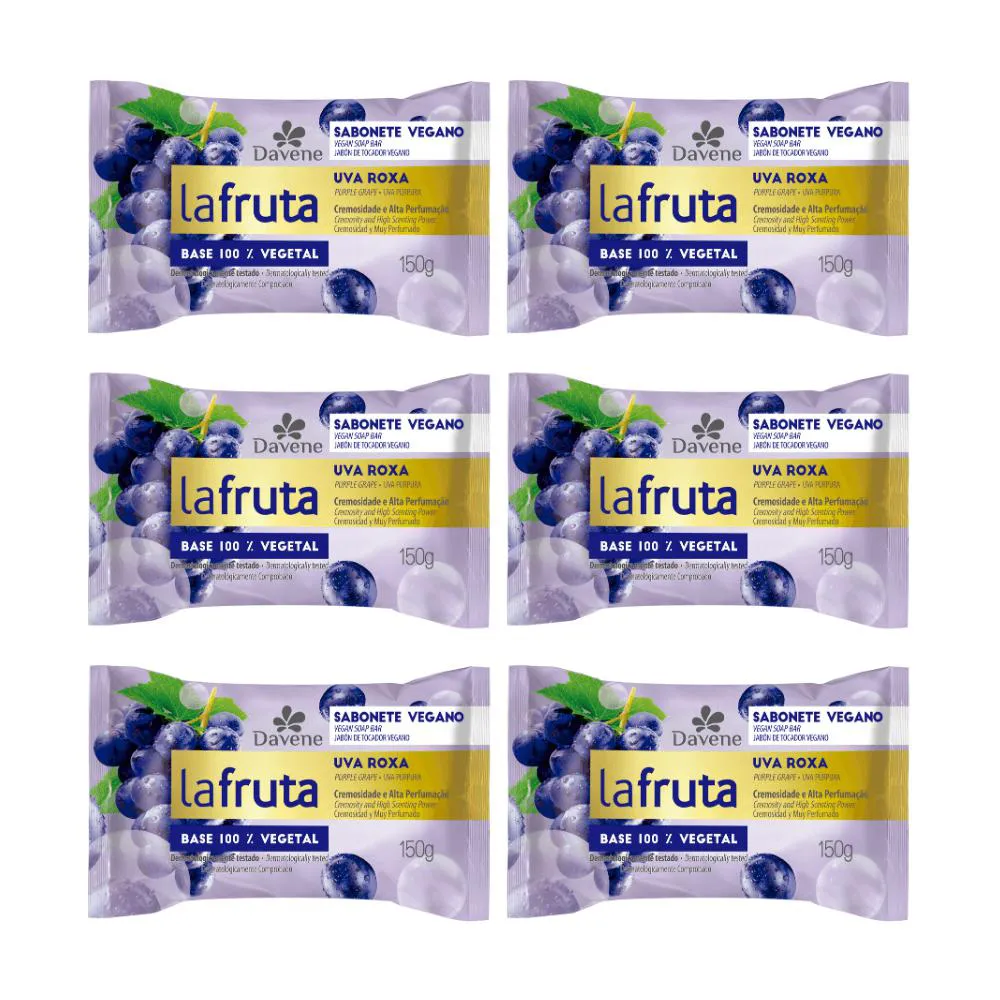 COMBO 10022 (6 X SABONETE EM BARRA VEGETAL LA FRUTA UVA ROXA 150G)