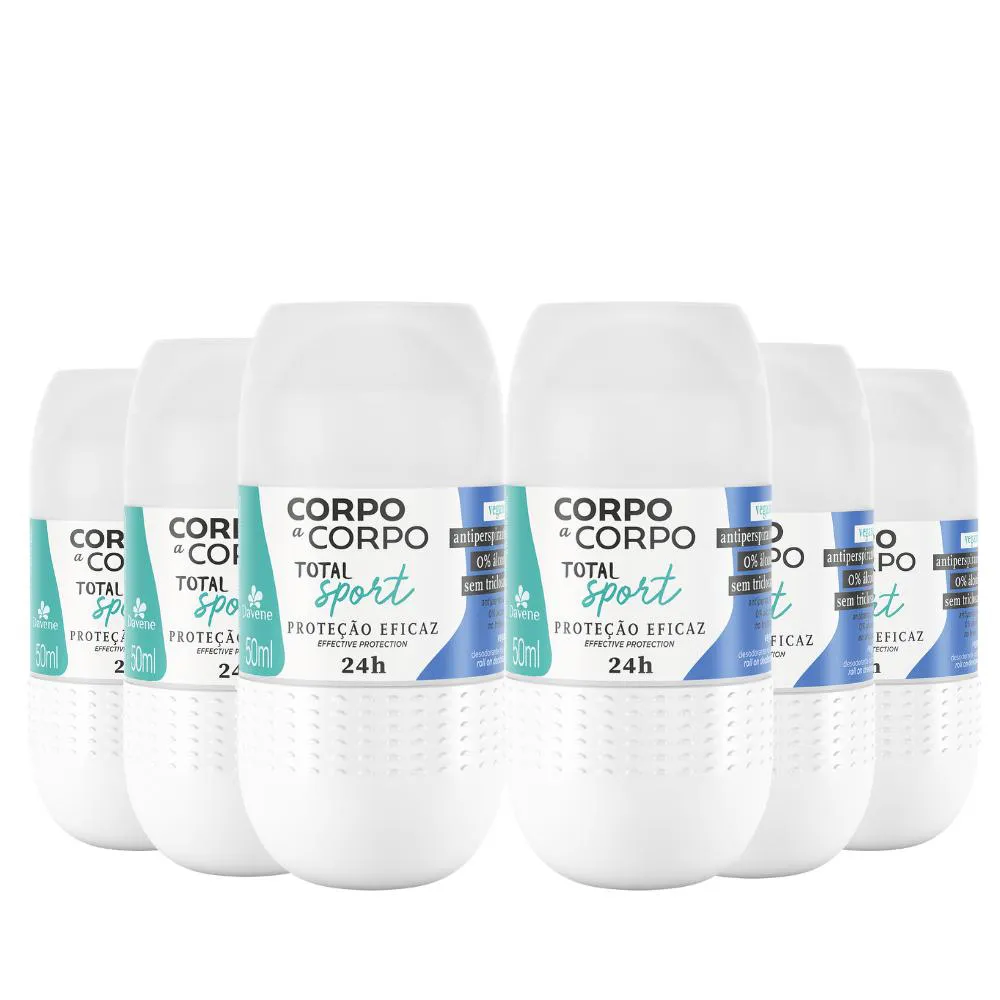 COMBO 10016 (6 X DESODORANTE ANTIPERSPIRANTE ROLL ON TOTAL CORPO A CORPO SPORT 50ML)