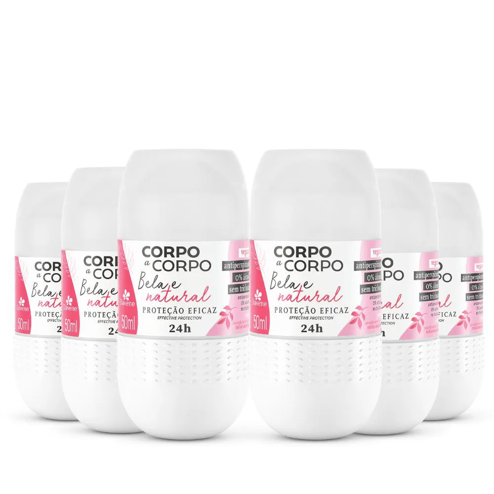 COMBO 10013 (6 X DESODORANTE ANTIPERSPIRANTE ROLL ON CORPO A CORPO NATURAL 50ML)
