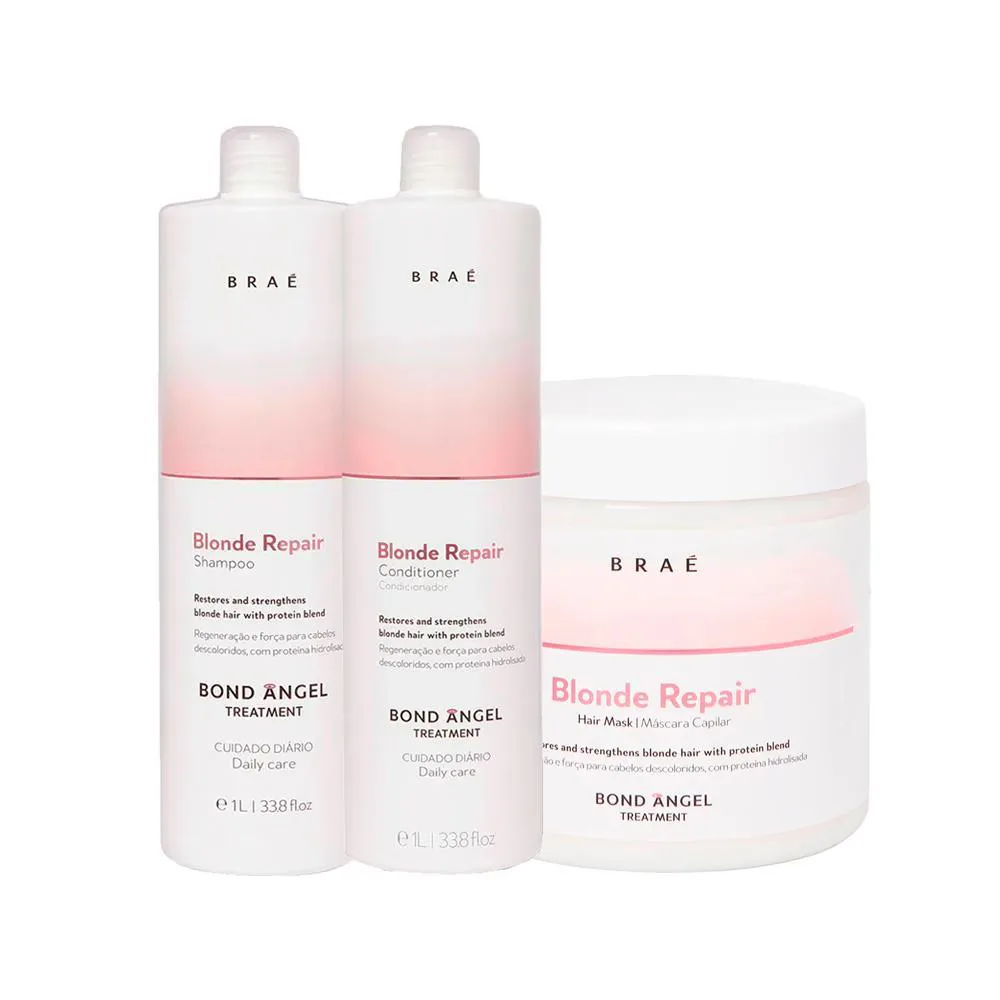 KIT BRAé BLONDE REPAIR - SHAMPOO 1000ML + CONDICIONADOR 1000ML + MáSCARA 500G