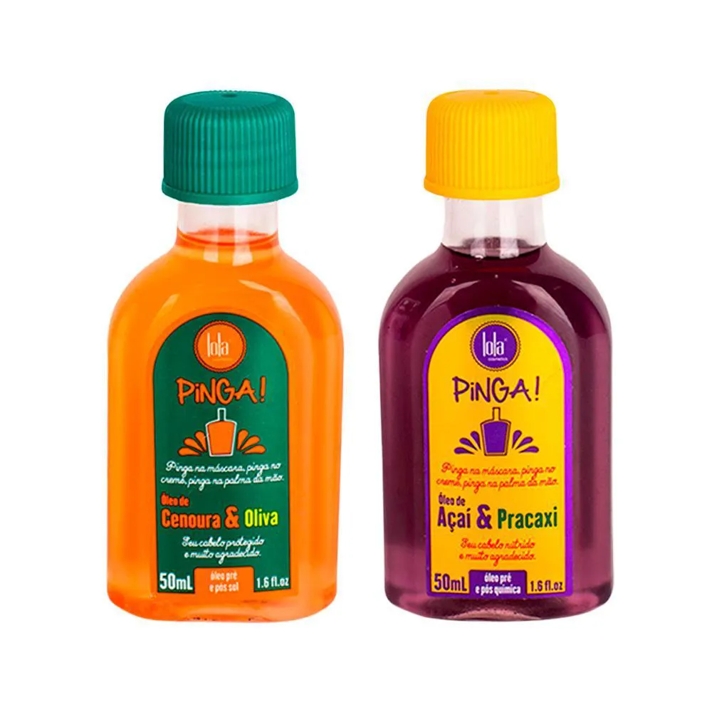 KIT LOLA FROM RIO - ÓLEO PINGA! CENOURA & OLIVA 50ML + ÓLEO PINGA! AçAI & PRACAXI 50ML