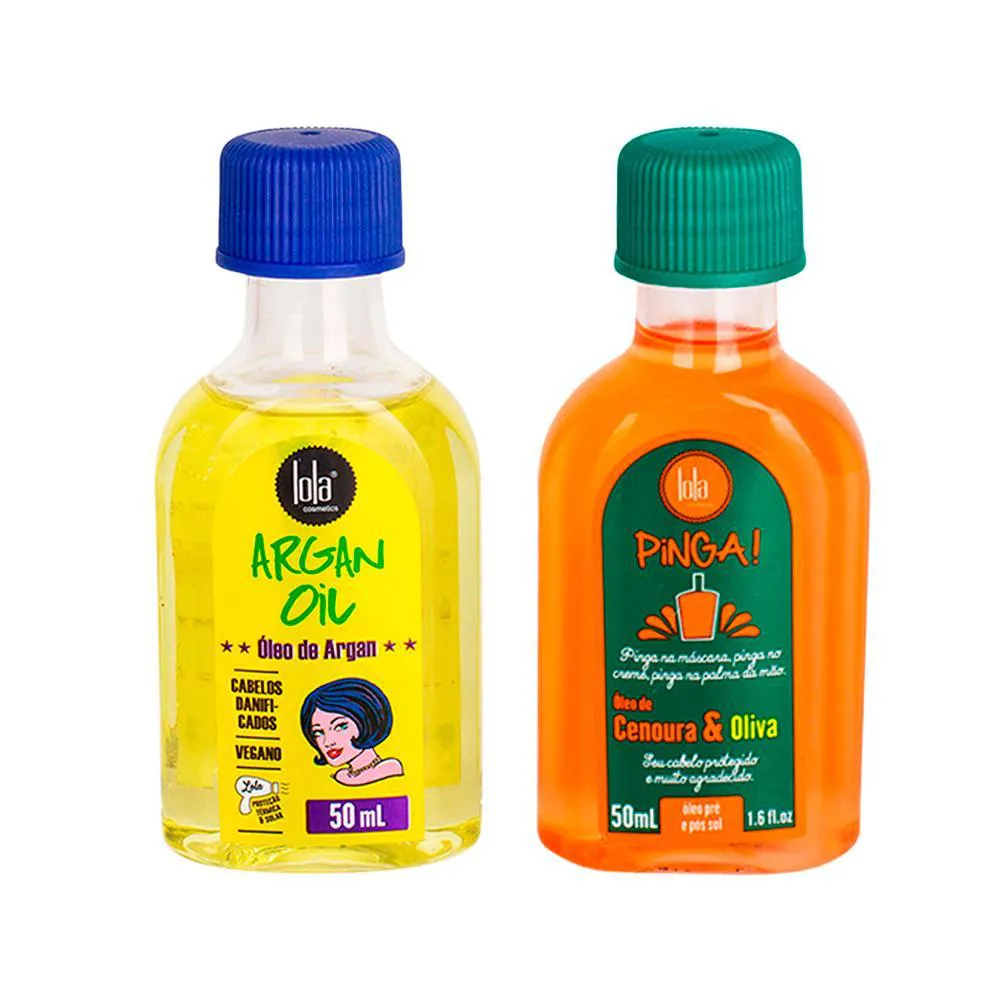 KIT LOLA FROM RIO - LEAVE-IN ARGAN OIL 50ML + ÓLEO PINGA! CENOURA & OLIVA 50ML