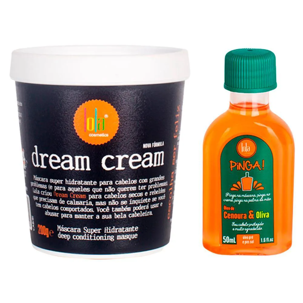 KIT LOLA FROM RIO - MáSCARA DREAM CREAM 200G + ÓLEO PINGA! CENOURA & OLIVA 50ML
