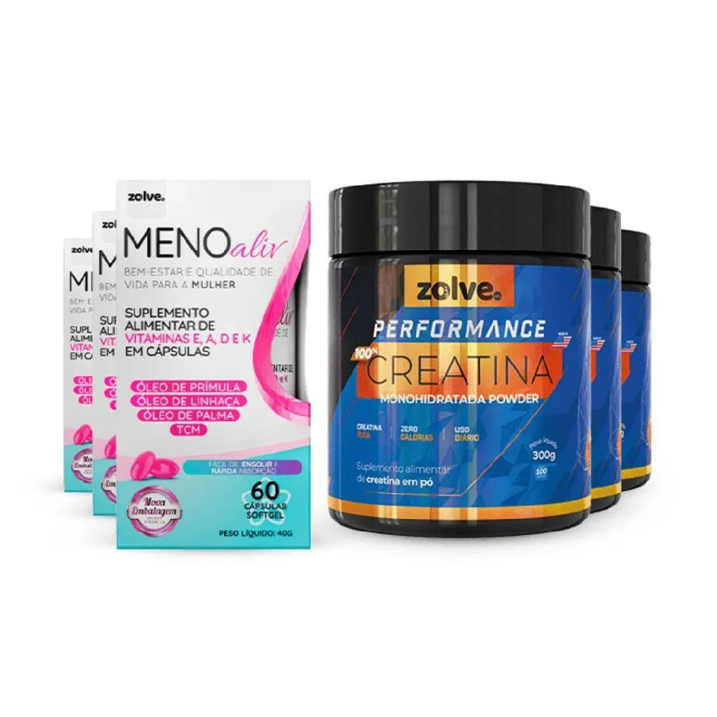 KIT 3UN CADA MENO ALIV E CREATINA PERFORMANCE - SUPLEMENTO