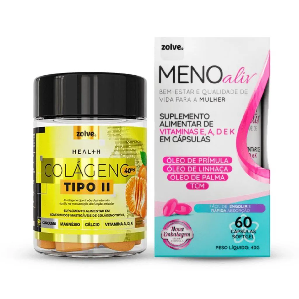 KIT 1UN CADA ZOLVE COLáGENO TIPO II E MENO ALIV - SUPLEMENTO