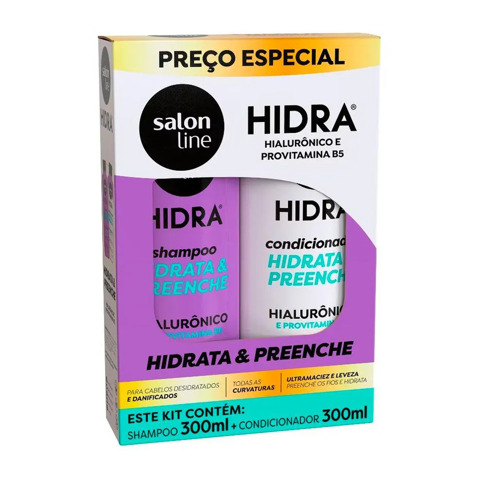 KIT SALON LINE HIDRA HIALURôNICO SHAMPOO 300ML + CONDICIONADOR 300ML
