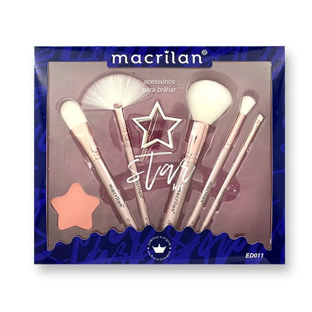 KIT MACRILAN STAR 5 PINCéIS + ESPONJA + PRESILHA REF ED011