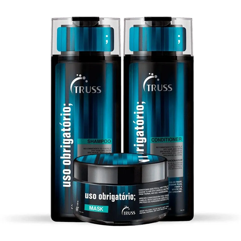 KIT USO OBRIGATóRIO SHAMPOO 300ML + CONDICIONADOR 300ML + MASCARA 180G