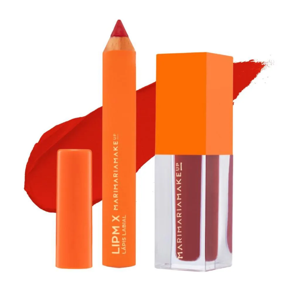 BATOM LíQUIDO E LáPIS LABIAL MARI MARIA MAKEUP LIPMIX BLAZING